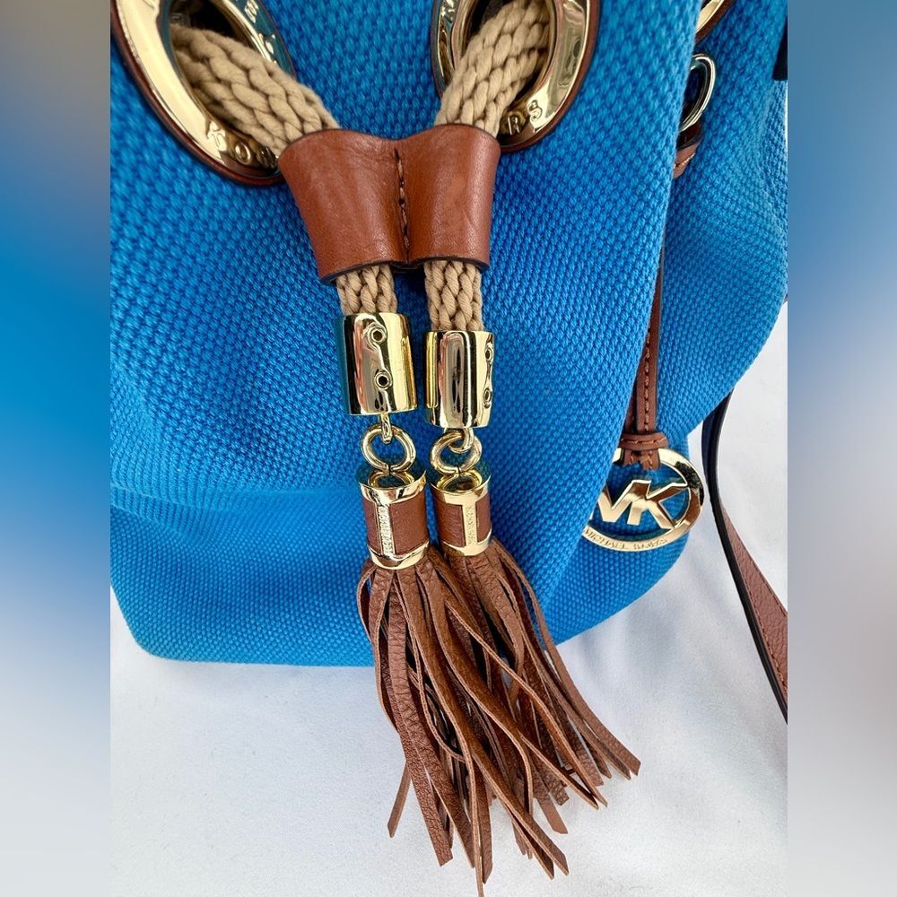 Michael Kors Marina Canvas Gathered Drawstring Bucket Tote - Picture 14 of 14